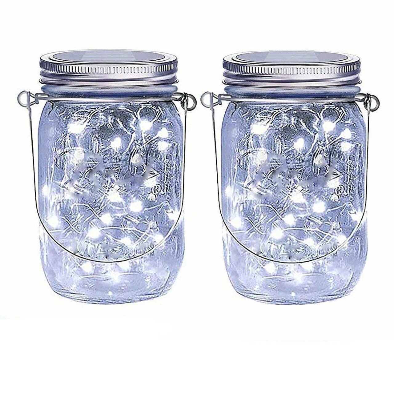 SKUSHOPS 2x Solar Mason Jar Lid Insert Fairy String Light 20 LED Jar Include Garden Decor